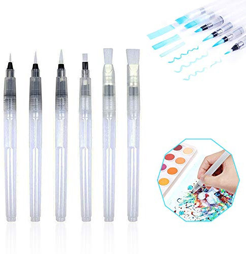 6-teiliges Set Aquarellpinsel, Bleipinsel in wasserlöslicher Farbe, Wasserstift, weiche Bürste, Wassertank-Stift mit 6 verschiedenen Größen, Kunstbedarf