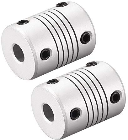 sourcing map 6mm to 8mm Aluminum Alloy Shaft Coupling Flexible Coupler Motor Connector Joint L25xD19 Silver,2pcs