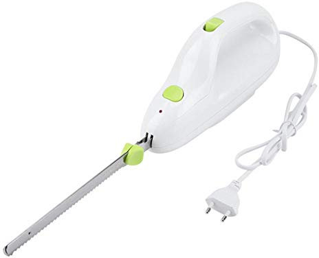 Alvinlite Cuchillo eléctrico para pan, cuchillo para pan de cocina, cortador automático de carne para tostadas, hoja de acero inoxidable, enchufe de la UE 220-240 V