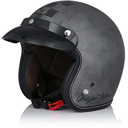 ORIGINE Motorradhelm Jethelm Vintage Rollerhelm Retro ECE-Zertifizierung (Scacco Silver Matt,XL)