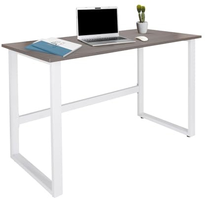 hjh OFFICE 830077 Schreibtisch 120x60 cm WORKSPACE Light I Grau/Weiß schmaler Computertisch mit Stahlgestell