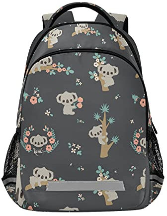 Mnsruu Niedlicher Koala-Schulranzen für Jungen und Mädchen, Grundschüler, Koala-Blumenmuster, Kinderrucksack für Kinder, Kindergarten mit Brustclip, Mehrfarbig 1, Einheitsgröße
