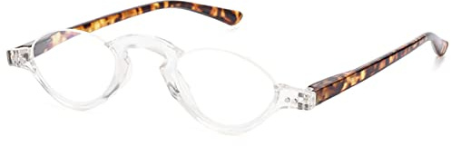 KOOSUFA Mode Anti Blaulicht Halbrand Lesebrille Damen Herren Sektorlinse | Federscharnier, Retro Halbbrille, Lesehilfe, Kunststoff, AC-linsen, Computer Arbeitsplatzbrille, 1.0 1.5 2.0 2.5 3.0 3.5