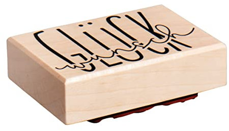 Rayher Holzstempel Glückwunsch, 5 x 8 cm, Motivstempel für Geburtstag, Hochzeit, Butterer, 29234000, Natur
