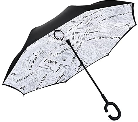 Invero Umgekehrter Regenschirm mit Meisterdruck, Zeitung, M, Modern