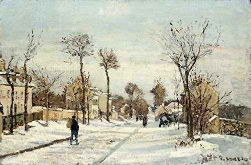 Feeling at home LEINWANDDRUCK im SCHATTENFUGENRAHMEN Snowy Road, Louveciennes Pissarro Camille - Blumen horizontal Kunstbilder im Holzrahmen cm_40_X_61