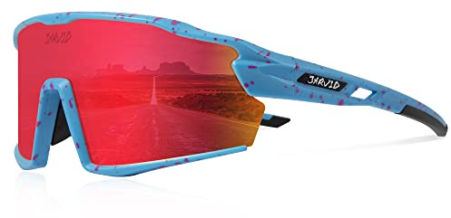 JARVID Polarisierte Fahrradbrille mit 4 Wechselgläsern Sportbrillen für Damen Herren Laufen Baseball Angeln Fahren