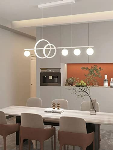 LED Pendelleuchte Esstischlampe Küchenlampe Hängend Lampen Dimmbar Hängelampe Modern LED Pendelleuchte Esstisch Wohnzimmer Schlafzimmer Hängeleuchte Höhenverstellbar Pendellampe (weiß, 120cm)