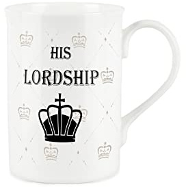 Purely Home Mug fantaisie His Lordship – Tasse blanche en porcelaine anglaise