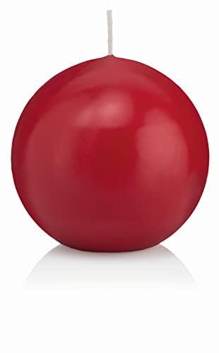 innaGLAS Bougie Boule Maeva, Rouge foncé, Ø8 cm, 25h - Made in Germany - Bougie décorative