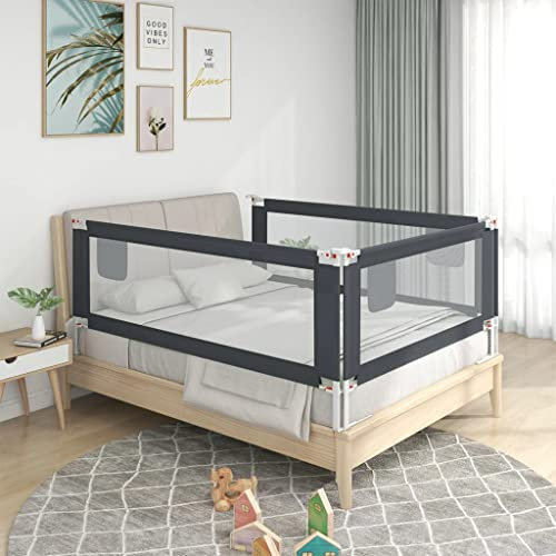 INLIFE Kleinkind-Bettschutzgitter Dunkelgrau 150x25 cm Stoff,2.82kg,10229