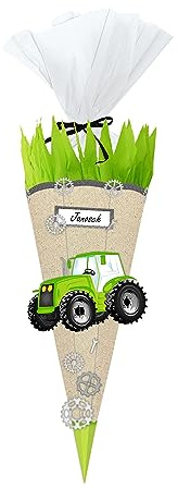 Ursus 9770003 - Schultüte Bastelset, Green & Easy, Traktor, Höhe ca. 68 cm, Durchmesser ca. 20 cm, inklusive Bastelanleitung und Vorlagebogen, zum Selbstbasteln, ideal für die Einschulung