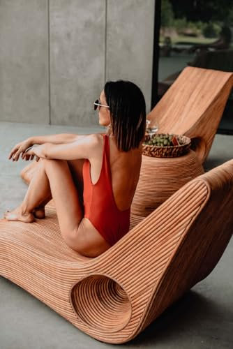 Monnarita Satz Rattan Liegestühle Tegal | Rattan Deckchair | Handgefertigte Gartenliege | Natürliche Sonnenliege | Rattan-Liegestuhl | tropisch Relaxliege | Drinnen und Draußen Garten Terrasse