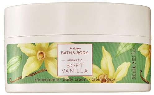 M. Asam BATH & BODY SOFT VANILLA Körpercreme (300 ml) – Pflegende & schützende Wirkung durch Panthenol, Vitamin E & B3, Bodylotion mit cremig-süßem Vanille Duft, für alle Hauttypen, vegan