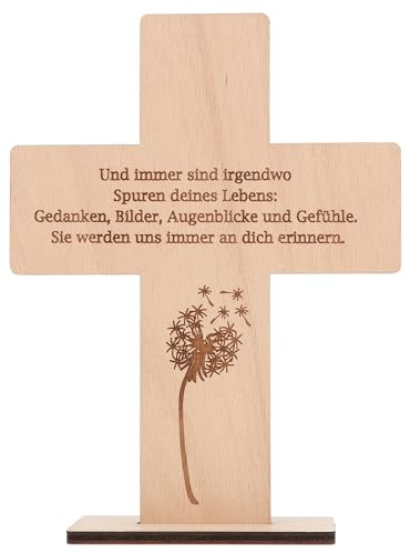 Spruchreif | Holzkreuz mit Gravur | Holzaufsteller Kreuz | Geschenke aus Holz | Christliche Geschenk | Geschenk Trauer | Trauergeschenk