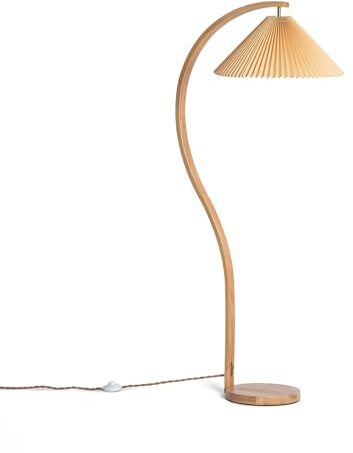 LEDKIA LIGHTING - Lampadaire Bois Luanda | Compatible E27 220-240V | Design en Bois et PC | Installation Intérieure IP20 | Hauteur 146,5 cm, Largeur 66 cm, Longueur 47,5 cm, Orange
