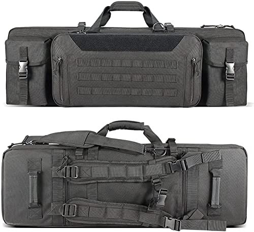 ANSNOW Gewehrkoffer, Doppelte Gewehrtasche, Taktischer Jagdgewehrkoffer, Outdoor-Airsoft-Pistolenkoffer, Airsoft-Koffer, Waffenkoffer, Waffentragekoffer Für Jagdschießen/Schwarz/90Cm