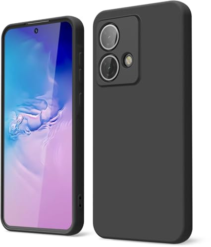 GOGME Funda para Motorola Moto Edge 40 Neo Capa con Forro de Microfibra Antiarañazos Líquida Silicona Carcasa Antigolpes Protector Móvil Case Cover, Negro