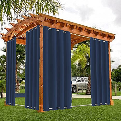 Wasserdichte Outdoor-Vorhänge mit Ösen oben und unten, winddichte Verdunkelungsvorhänge für Pavillon, Marineblau, 213,4 x 132,1 cm