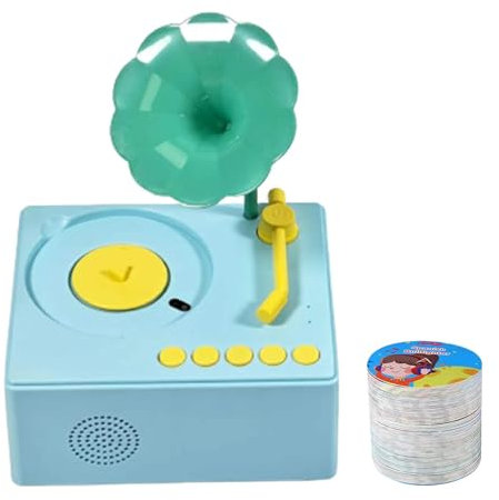 Ghjkldha Gramophone Sound Toy, Early Education Phonograph Musical Toy with 96 Cards, Music Playing Gramophone for Early Childhood, Phonograph Toy Kids Ages 3-6,Early Education Phonograph Musical Toy