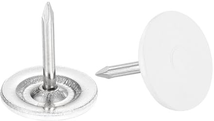 QUARKZMAN 80 Stück Reißzwecken Weiß, 11mmx13mm Flache Kopf Pinnwandnadeln Dekorative Möbel Nägel Daumennagel Reißnägel für Ziernägel, Zuhause, Büro, Wandbehäng, Möbel Sofa Kopfteile