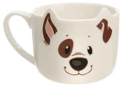NICI 62175 Tazza mug in porcellana con manico, con motivo cane, per bevande fredde e calde come tè, caffè, latte, cioccolata, 350 ml, 9 x 9,5 cm, bianco