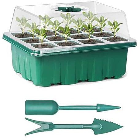 HBBursts Vassoio di Germinazione, Celle for Semi Riutilizzabile, Cupola di umidità Regolabile, for La Germinazione di Piante(A(Green),10pack)