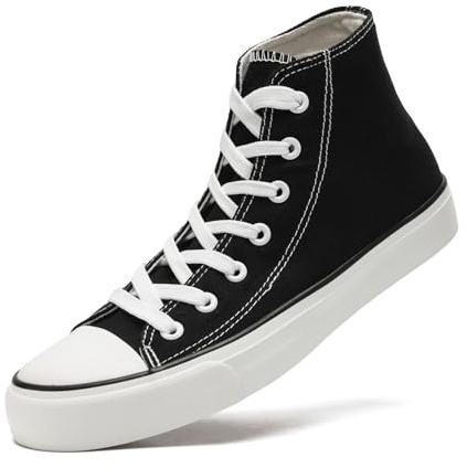 sharllen High Top Trainers Donne Sneakers in Tela Lace Up Scarpe in Tela per Uomini Plimsolls Pompe Scarpe da Tennis Casual(Black 285)