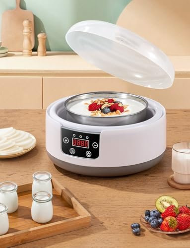 Genérico Yogurtera automática Digital con Pantalla LCD y Temperatura Constante, con Tiempo y Temperatura Ajustables.(A Plus 5 Cups)