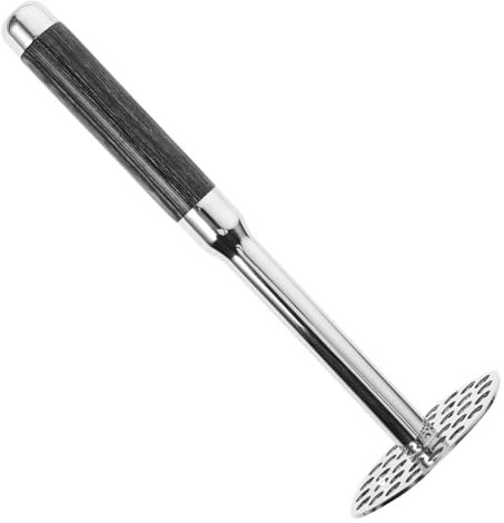 IMIKEYA Schiacciapatate in Acciaio Cromato Con Manico in Legno Nero Per Patate Carne Macinata e Verdure Utensile Da Cucina Manuale Resistente Per Uso Domestico e Commerciale