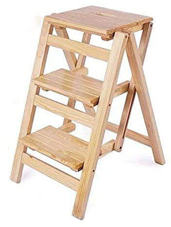 XXLNBJKA Sgabello Pieghevole a 3 Livelli, Scale in Legno, sgabelli Piccoli, gradini dal Profilo Ultrasottile, robusti e Portatili, per casa, Ufficio, Cucina, Uso Fotografico/Colore Legno