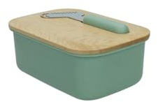 Brandani 51570 Porta Burro PP Con Coperchio Legno Con Spama-Arriccia Burro Salvia Inox/PP 17x11.5x6.5h cm