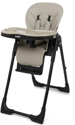 Amaati Birth to Toddler Highchair, Leatherette, 84 x 55.5 x 110cm, 7.7kg, 15kg Weight Capacity, Foldable (Taupe)