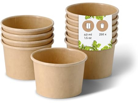 BIOZOYG Vaso de cartón marrón - Taza de raciones con revestido PE, vasos para llevar, vajilla desechable - Alternativa a vasos de plástico, fríos y calientes