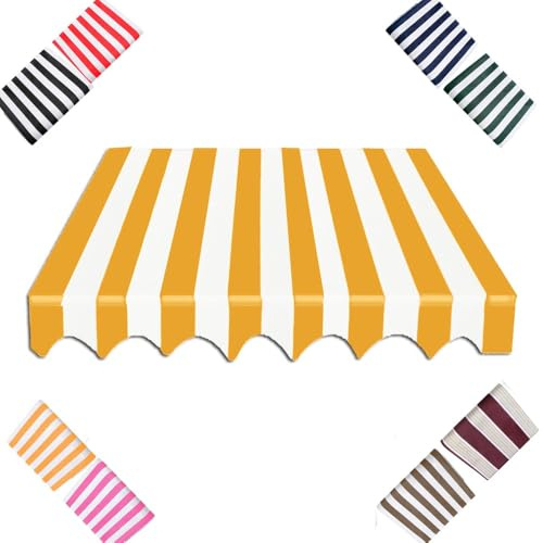 Tessuto di ricambio per tenda da sole retrattile impermeabile, copertura manuale in tela per porte e finestre, parasole per esterni con strisce, 5 x 2,5 m, perfetto per terrazze e mercati