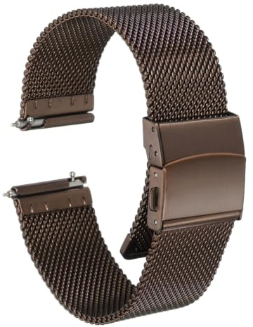 QUARKZMAN Edelstahl-Mesh-Uhrenarmband Breite Schnellwechsel-Metalluhrenarmband verstellbares Klappverschluss-Ersatzband für Männer und Frauen