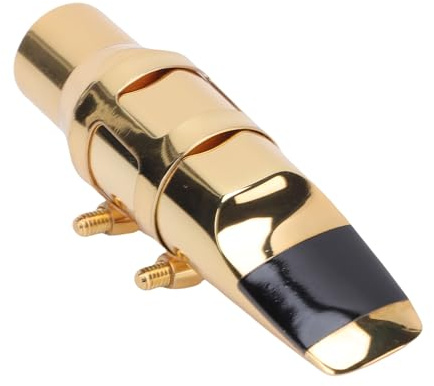 Bocchino sassofono Alto, costruzione in ottone C 6 bocchino sax oro liscio con cappellino e legatura per principianti nella banda jazz di concerti
