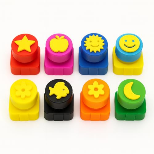 Copper Top 10PCS Washable Finger Paint Set with Fun Stamps – Safe Non-Toxic Arts & Crafts Kit for Kids & Toddlers – Colourful Interlocking Paint Pots for Learning Shapes, Colours & Creativity