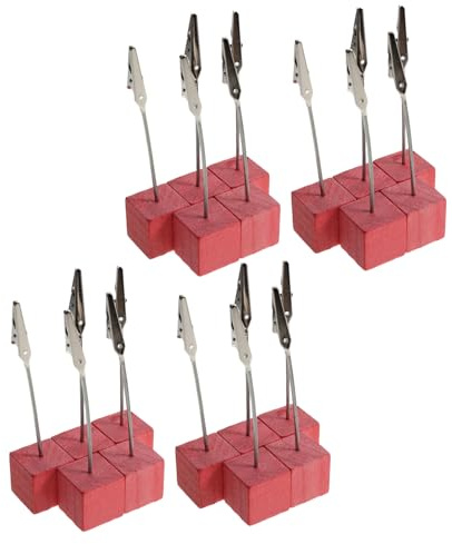Warmhm 20 Pièces Porte-Cartes de Bureau Bois avec Pince Métallique Support Notes Polyvalent pour Numéros de Table de Mariage Organisateur de Cartes pour Bureau et Fêtes