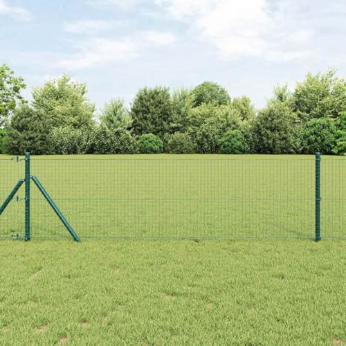 Clôture en lattis - Clôture en lattis avec poteaux - Vert - 0,6 x 25 m - Clôture de construction pour jardin, étang, piscine et enclos pour animaux