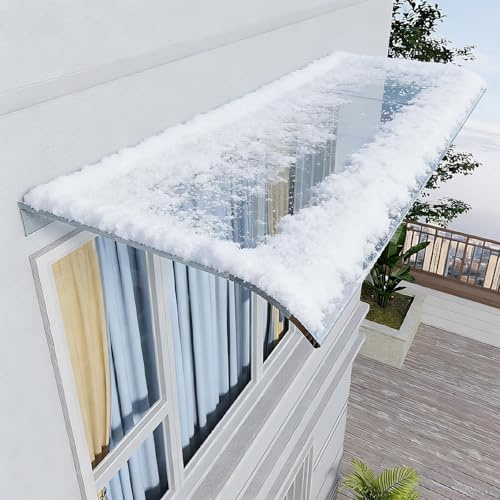 Auvent de Porte et Fenêtres en Polycarbonate,Marquise de Entrée Protection Contre La Chaleur Les UV La Pluie et La Neige,Marquise Solaire,Toit Abri pour Jardin Garage (50x110cm/20 x43)