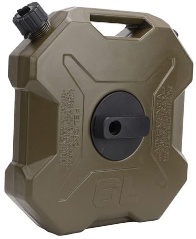 ACOGEDO Serbatoio, Contenitore per Stoccaggio Benzina Gas Antiurto Ad Alta Resistenza in ABS Verde da 6 Litri 1,6 Galloni con Coperchio Sicuro a Prova di Perdite, per Auto Moto UTV ATV (Con Staffa)