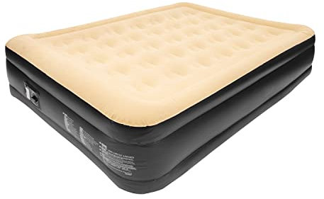 Benross 88030 Queen Size Airbed/Inflatable Air bed with Built-In Electric Pump/Comfortable Flocked Surface/Carry Bag & Repair Patch Included/Suitable for Camping or Home / 2m x 1.5m / Beige
