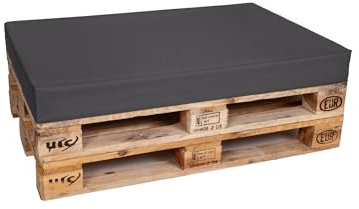TexDeko® Palettenkissen 120 x 80 x 12cm Wasser-& schmutzabweisend Abnehmbarer Bezug mit Reißverschluss waschbar gepolstertes Sitzkissen für Europalette Palettenpolster (Anthrazit)