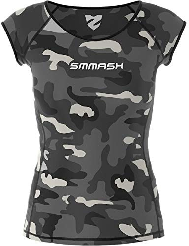 SMMASH Maillot de Compression pour Femme Manches Courtes Tee Shirt T-Shirt Fonctionnel pour Le Sport OCR Fitness Yoga Gym Vêtements de Sport Professionnel