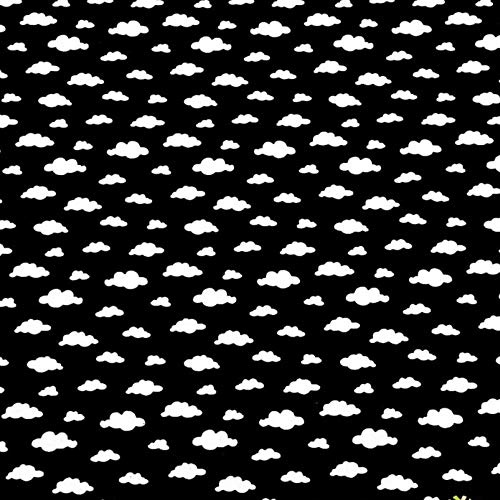 Pingianer 11,99 cm / m 100 x 160 cm moln 100 % bomull bomullstyg barn metervara hantverk sömnad tyg 100x150cm (11,99€/m) Wolke Schwarz Weiß
