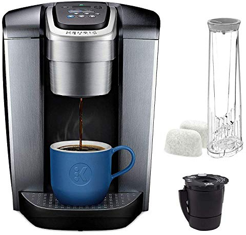 Keurig C K-Elite Maker, Single Serve K-Cup Pod Brewer, with Iced Coffee Capability, Extra Included, 75oz, Brushed Silver Plus Filter Bundle