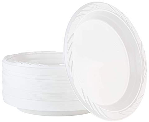 100 Count Disposable 7 Inch White Plastic Plates