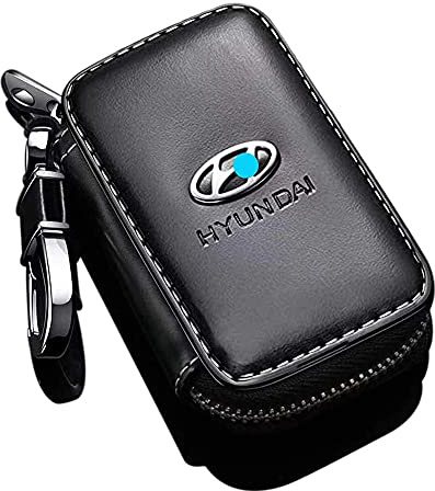 Vance Technology Modern Car Key Case, Real Leather, Black, Formal, Modern, Exquisite, Zipper Closure, Hook Handle, 8.5cm x 4.6cm x 2cm, 130mg, 90-Day Warranty