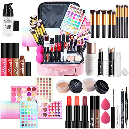 Set trucco Professionale, MKNZOME 32 pezzi Set Trucchi donna Make Up Completo con Custodia Trousse di Trucchi regalo di Natale palette ombretti professionali Rossetti Makeup Fondotinta Correttore